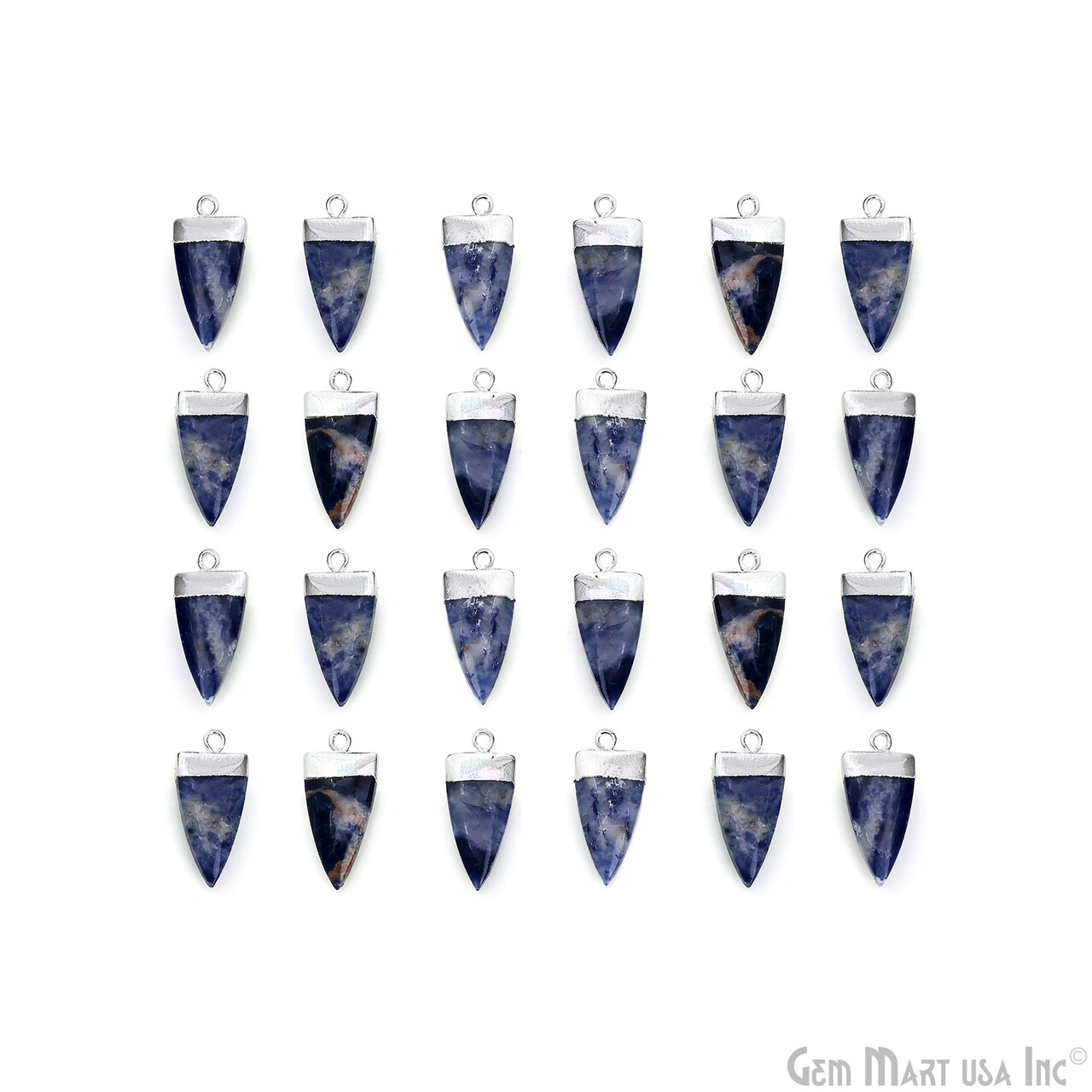 Triangle Pendant, Silver Electroplated Single Bail 24x10mm, Gemstone Connector Charm, GemMartUSA (50793)